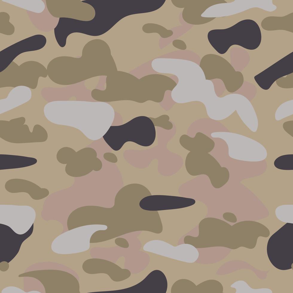 patrón sin fisuras del desierto de camuflaje. camuflaje de moda, estampado completo. textura caqui. vector