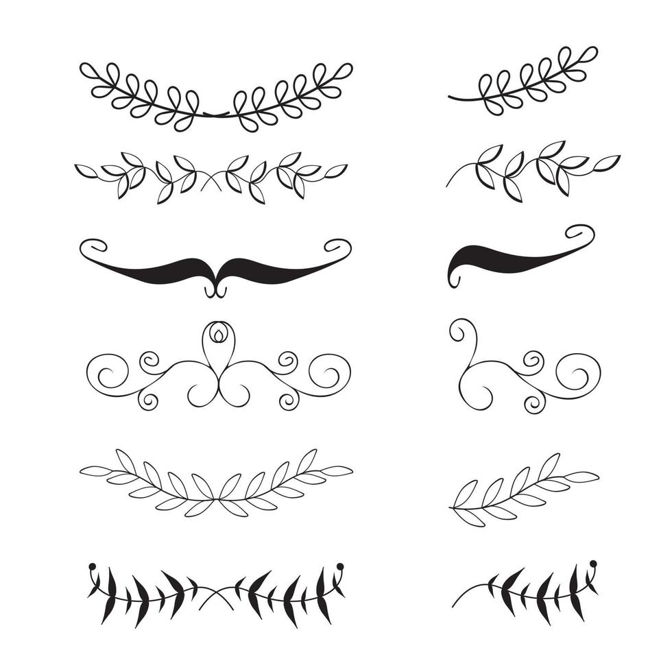 Vector hand drawn floral elements. Decor elements in doodle style.