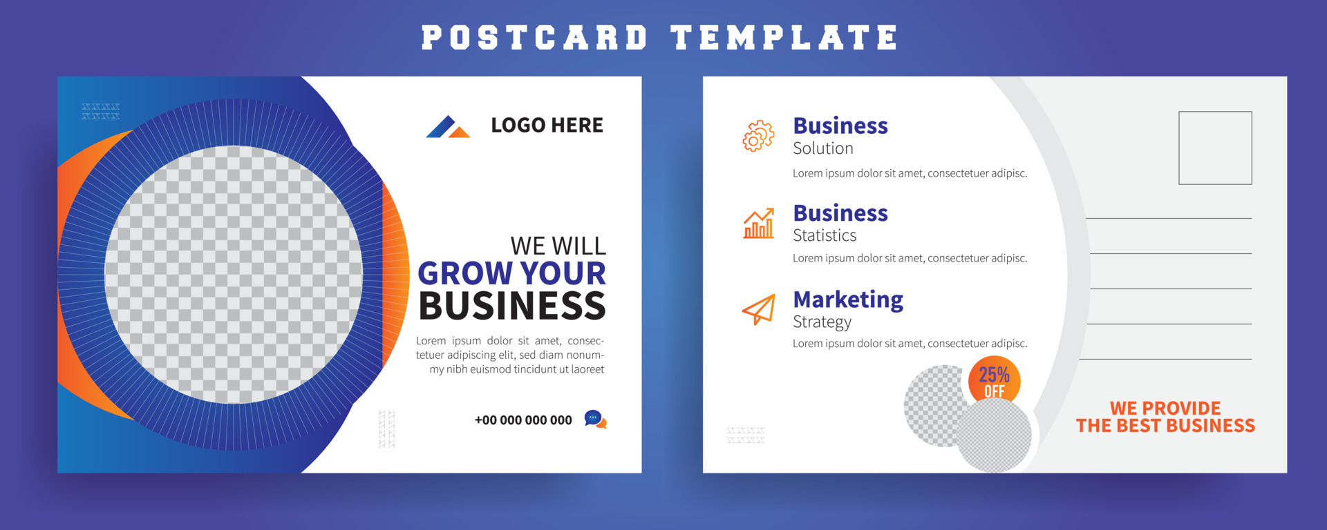 Grow your business Postcard Design Template, Creative vector illustration  of postcard isolated on transparent background, Postal travel card art  design. event, promotion, invitation premium cards. 12593555 Vector Art at  Vecteezy