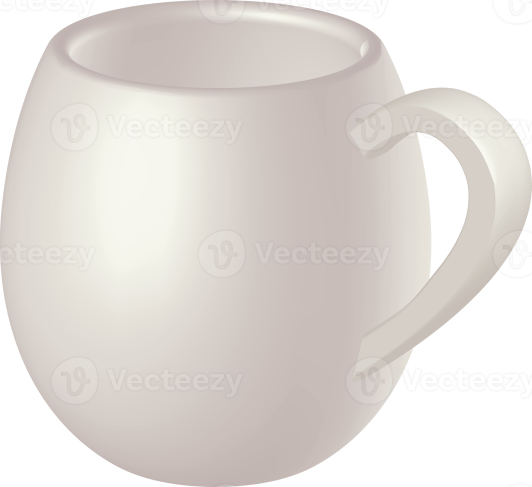 White mug mockup. PNG with transparent background.