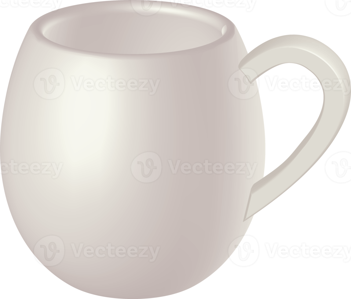 White mug mockup. PNG with transparent background.