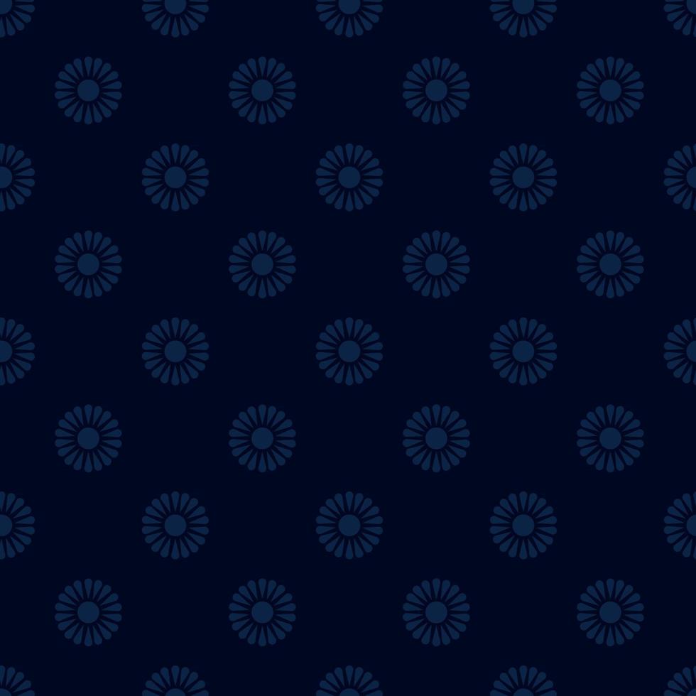 Blue flowers monochrome horizontal pattern vector