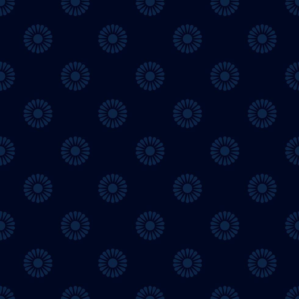 Blue flowers monochrome horizontal pattern vector