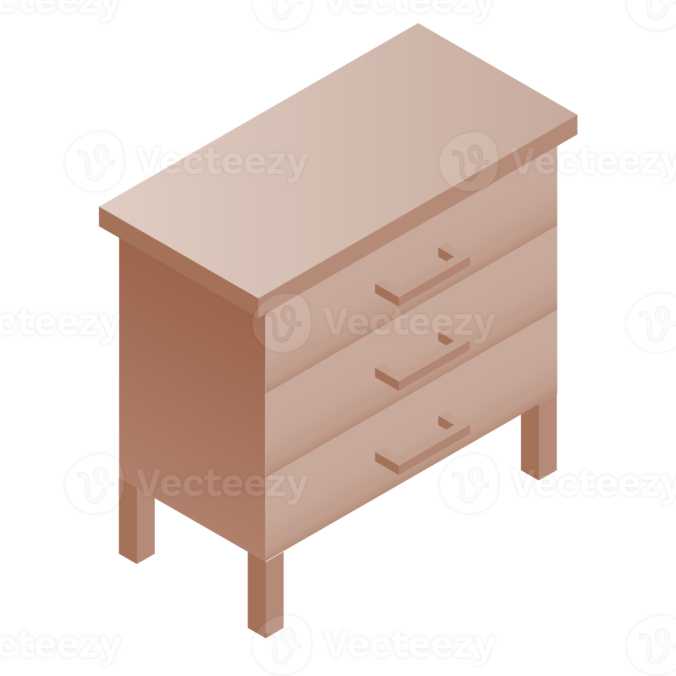 Furniture isometric illustration. PNG with transparent background.