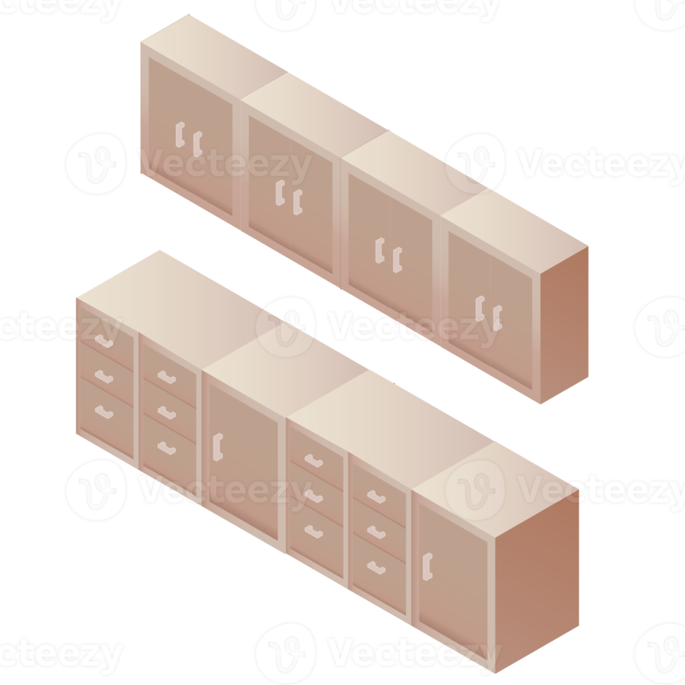 Furniture isometric illustration. PNG with transparent background.