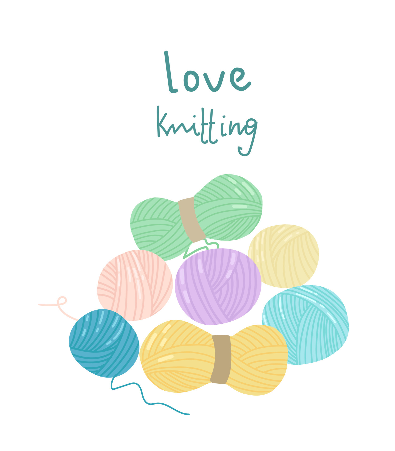 Multicolored balls of thread for knitting. Knitting illustration for ...