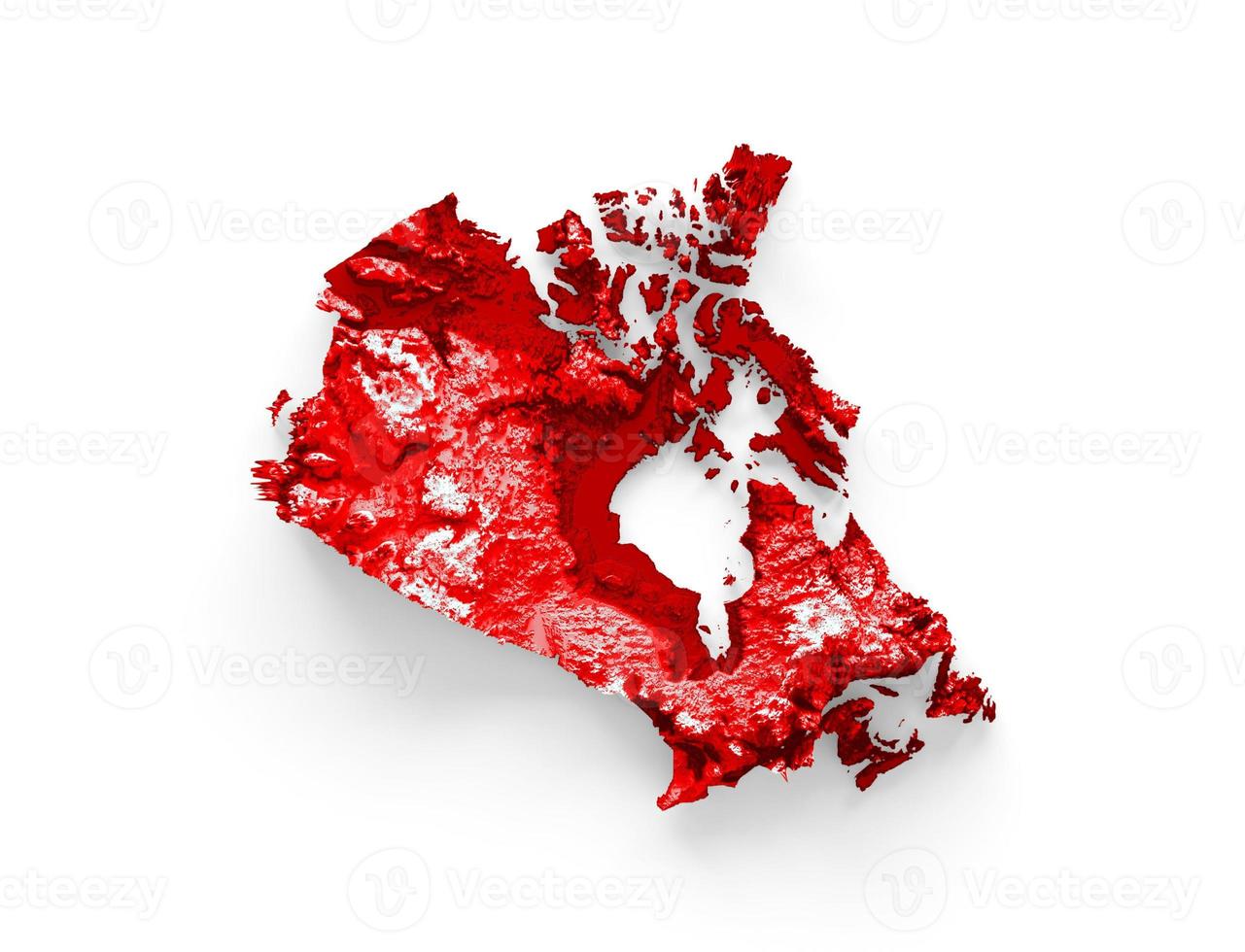 Canada map with the flag Colors Red and yellow Shaded relief map 3d illustration photo