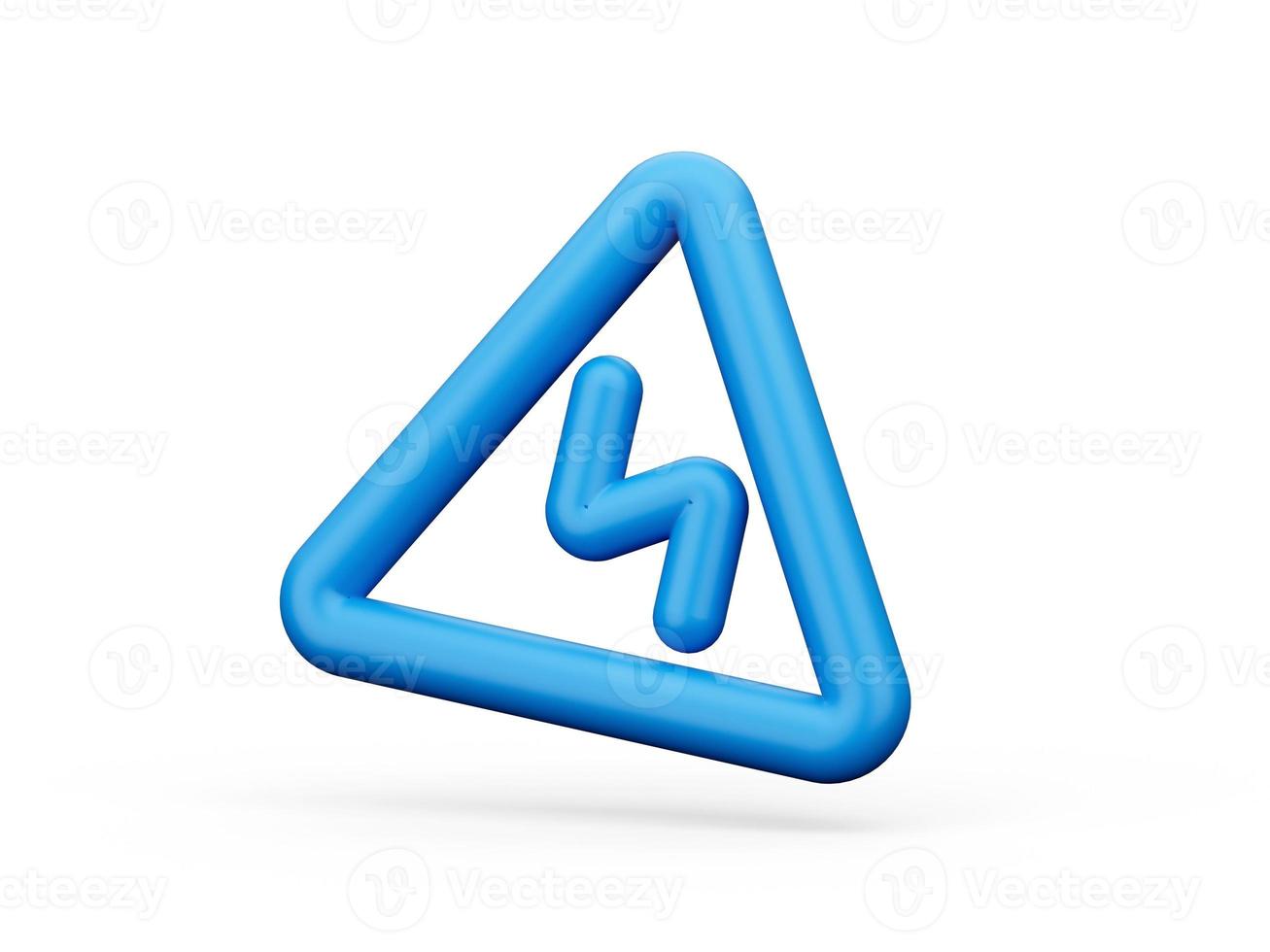 Double bend first to the left warning sign Blue 3d Icon 3d illustration photo