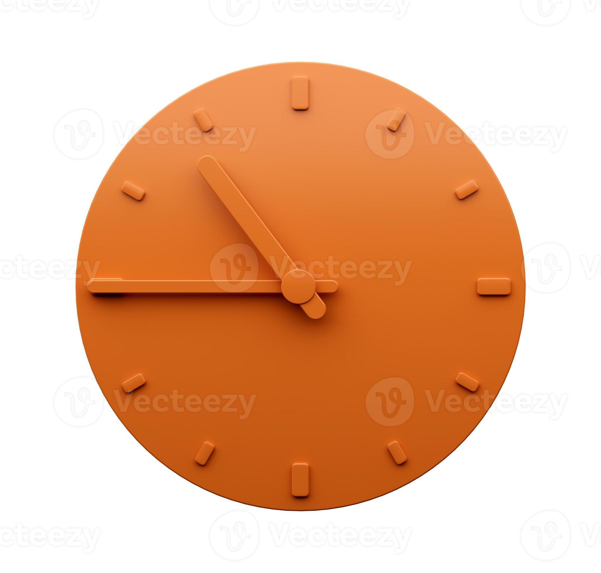 Minimal Orange clock 10 45 o clock quarter to Eleven abstract