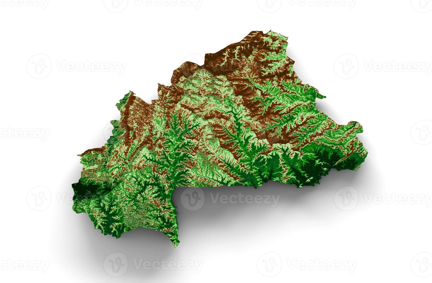 Burkina Faso Topographic Map 3d realistic map Color 3d illustration photo