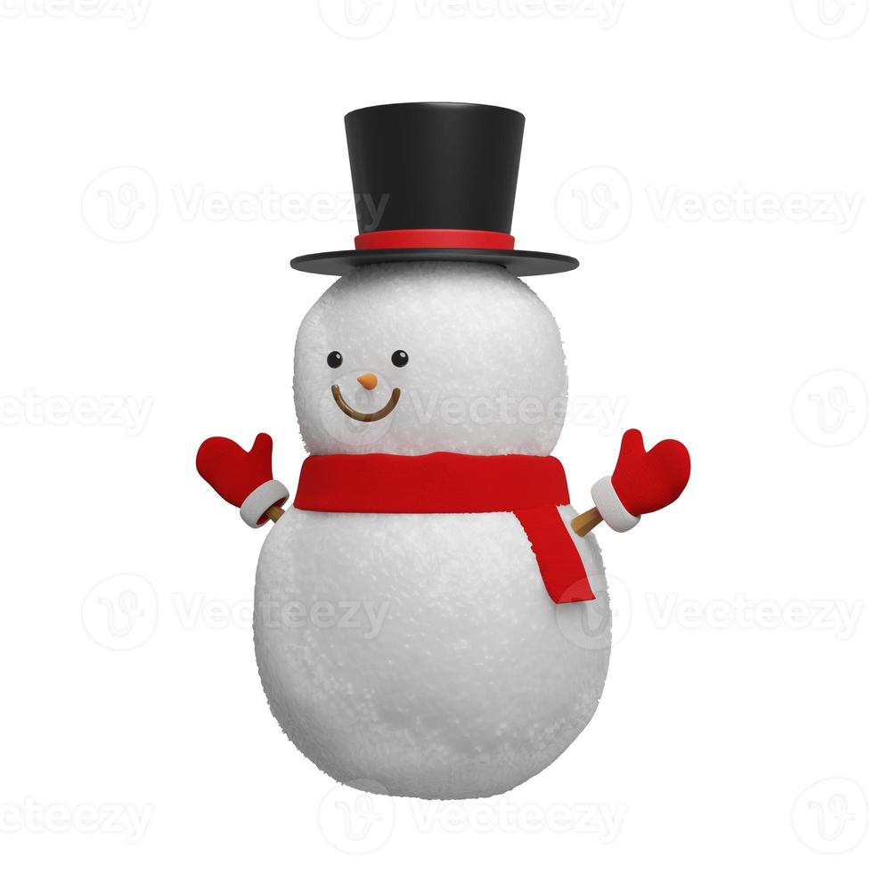 3D Rendering cute snowman for Merry Christmas isolated on the white background with selection clipping path photo