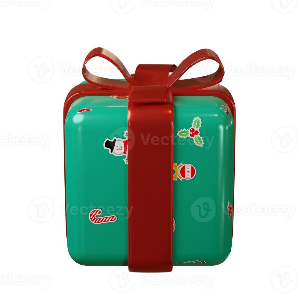 3D Rendering cute gift box for Merry Christmas isolated on the white background with selection clipping path photo