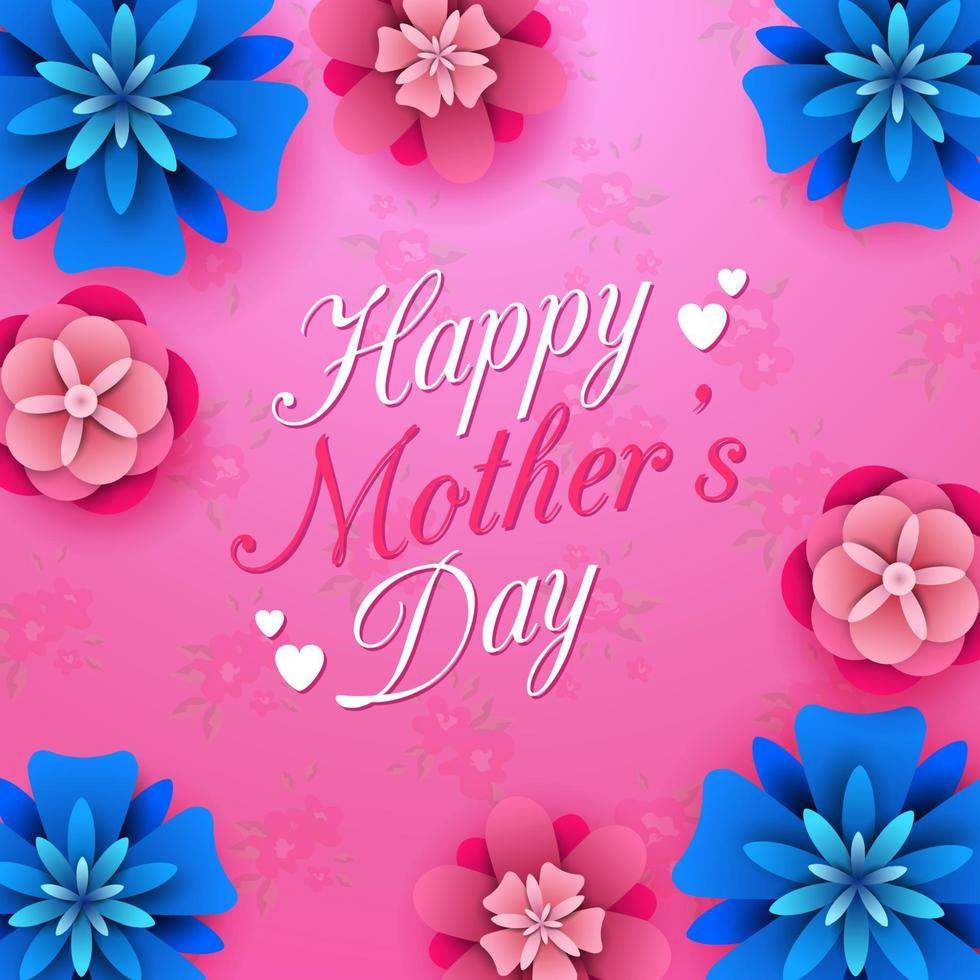 Happy Mother's Day on flowers background vector