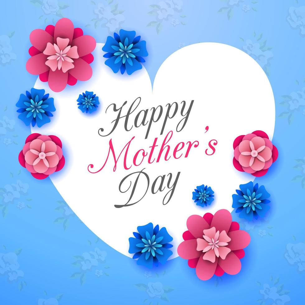 Happy Mother's Day on flowers background vector