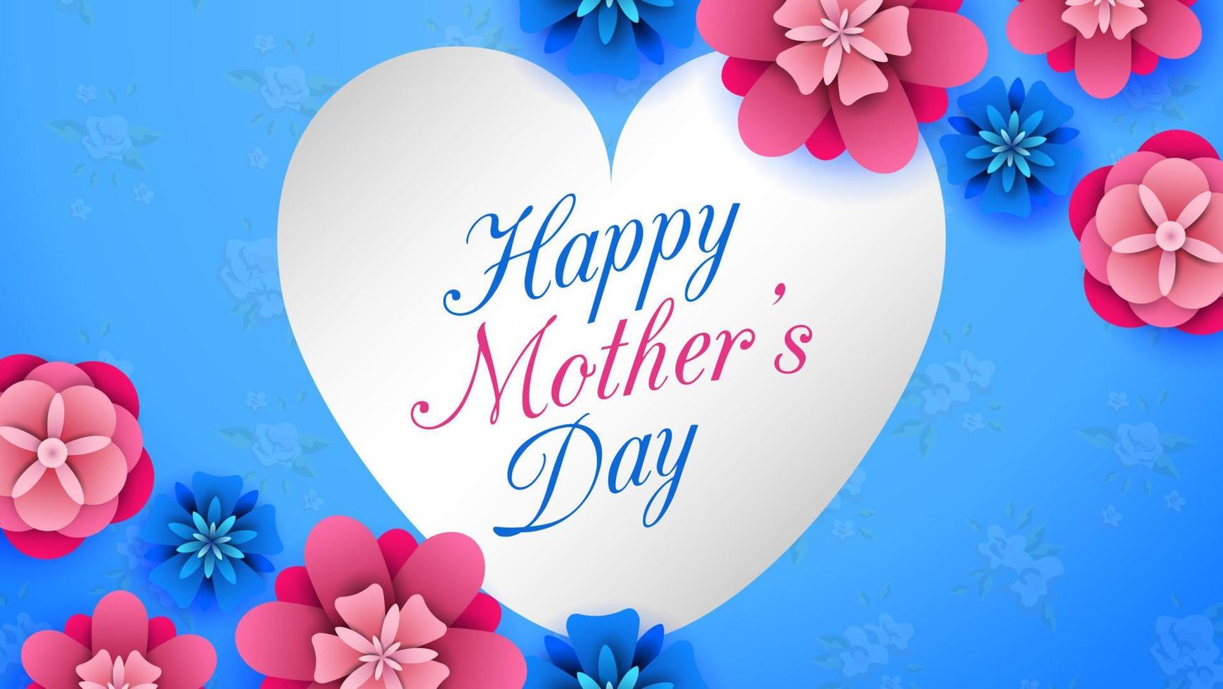 Happy Mother's Day on flowers background vector