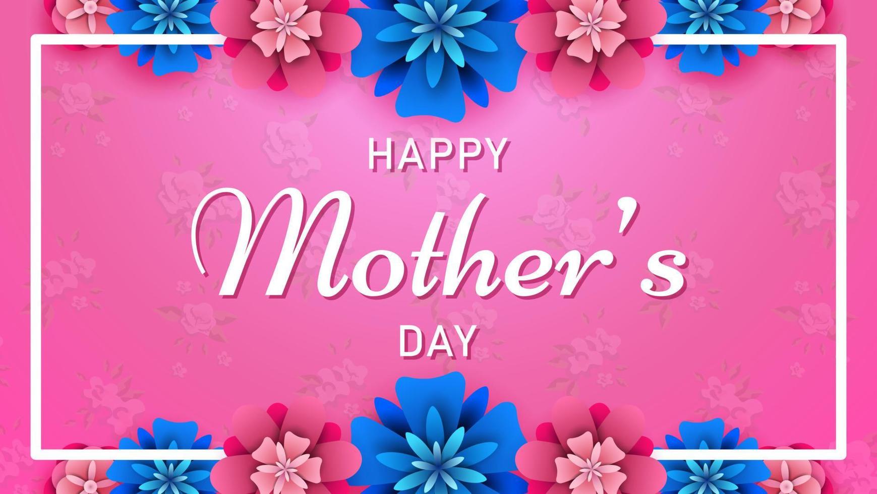 Happy Mother's Day on flowers background vector