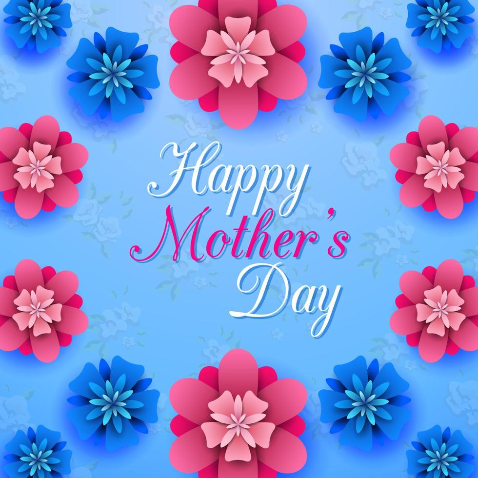 Happy Mother's Day on flowers background 12594302 Vector Art at ...