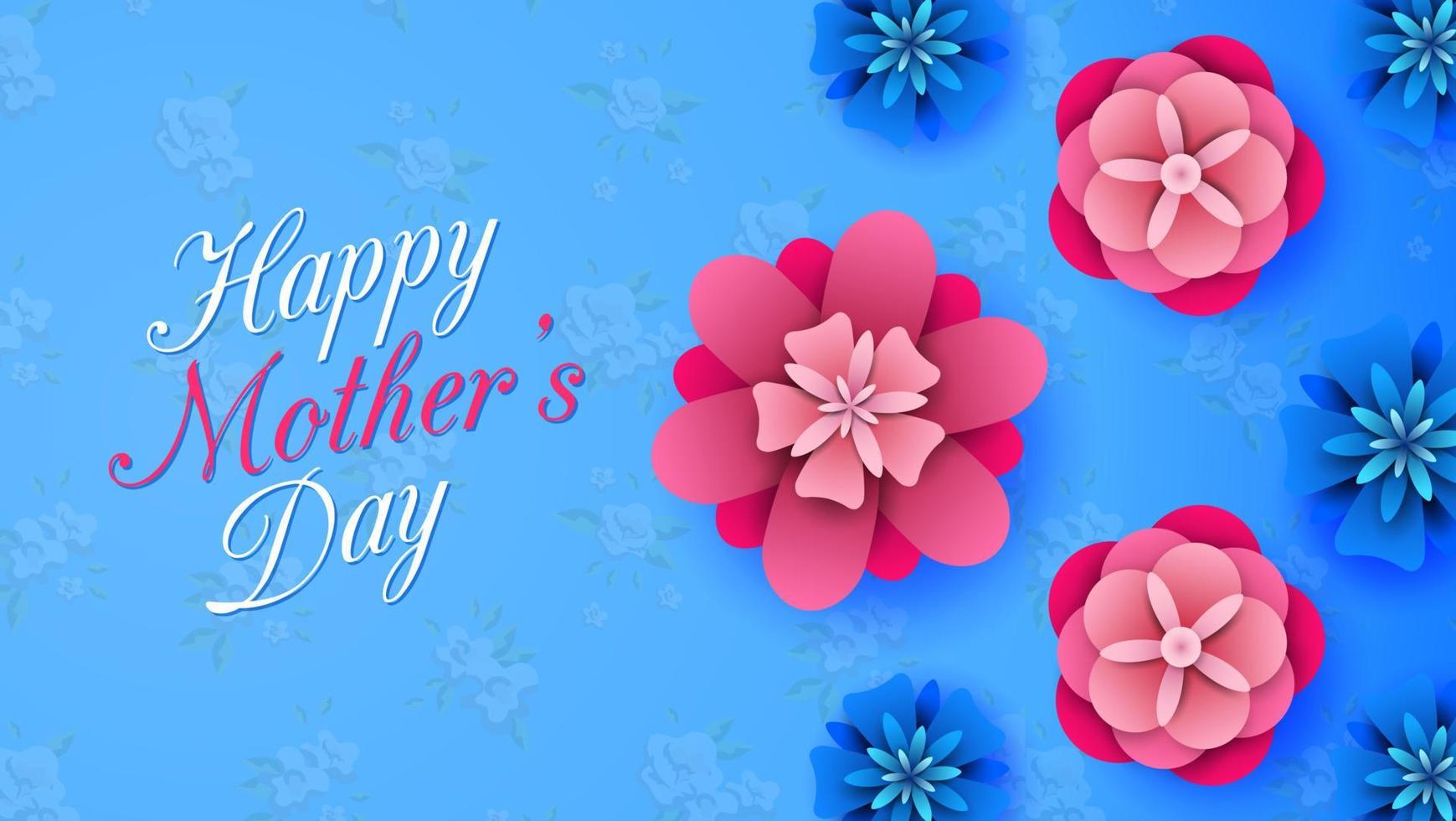 Happy Mother's Day on flowers background 12594304 Vector Art at ...