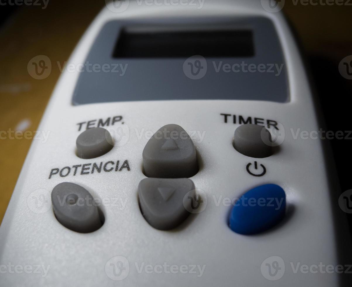 Air conditioner remote control, spanish writings 12594355 Stock Photo
