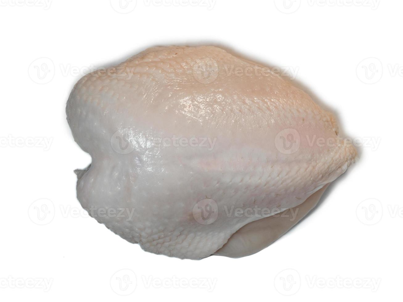 Chicken breast on a white plate. Chicken meat isolate. Diet food. Fresh pink poultry meat. photo