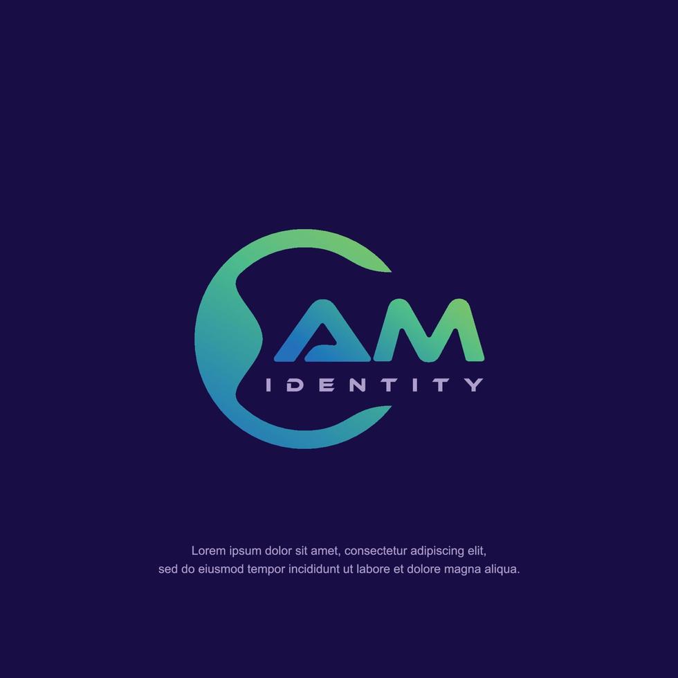 AM Initial letter circular line logo template vector with gradient color