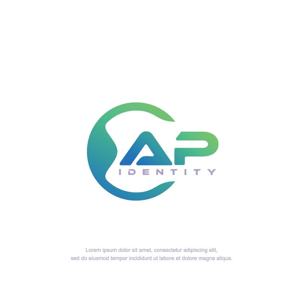 AP Initial letter circular line logo template vector with gradient color