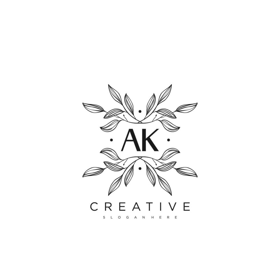 AK Initial Letter Flower Logo Template Vector premium vector art