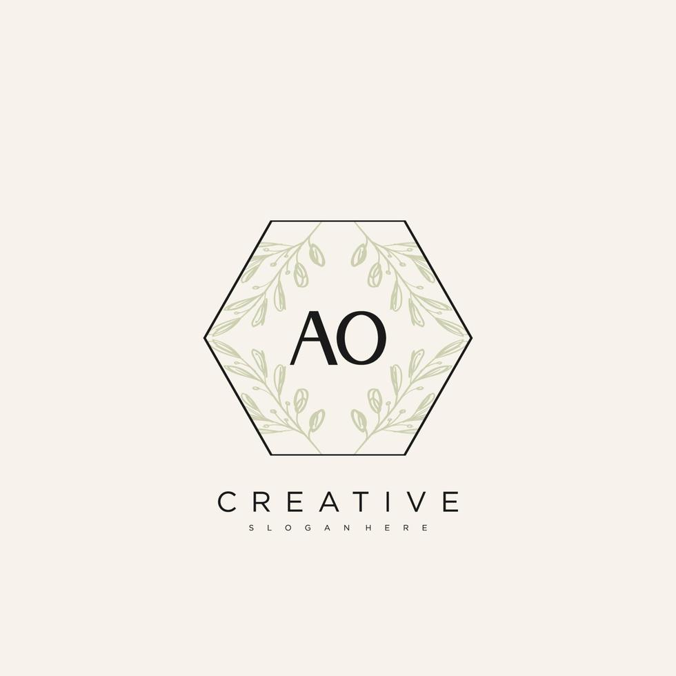 AO Initial Letter Flower Logo Template Vector premium vector art