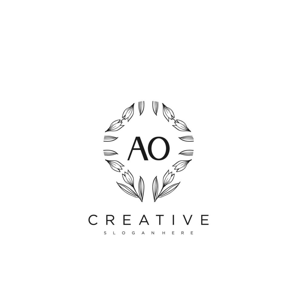 AO Initial Letter Flower Logo Template Vector premium vector art