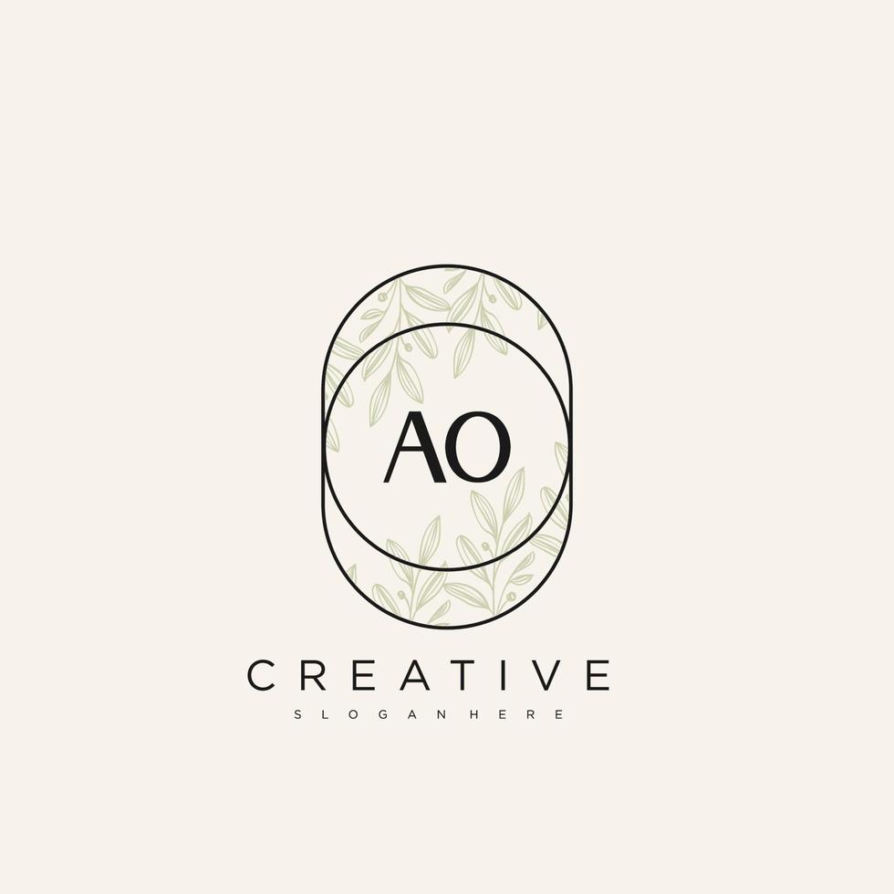 AO Initial Letter Flower Logo Template Vector premium vector art