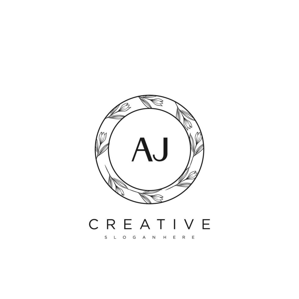 AJ Initial Letter Flower Logo Template Vector premium vector art