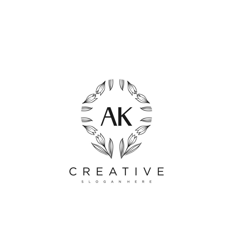 AK Initial Letter Flower Logo Template Vector premium vector art