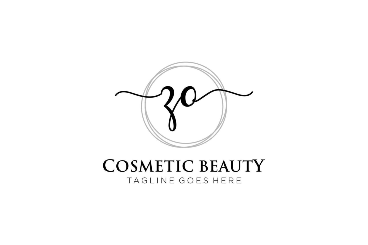 initial ZO Feminine logo beauty monogram and elegant logo design, handwriting logo of initial signature, wedding, fashion, floral and botanical with creative template. vector