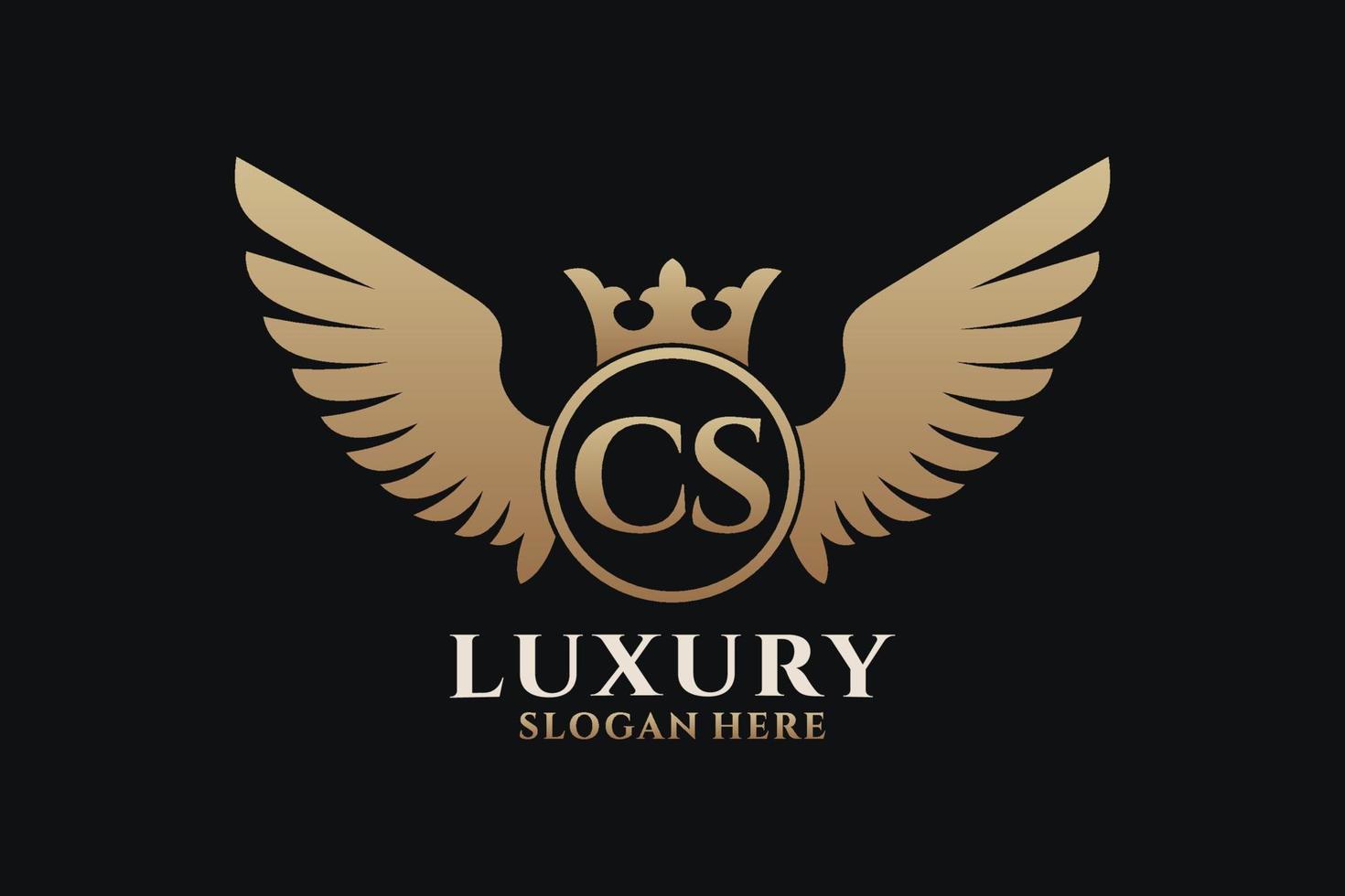 Luxury royal wing Letter CS crest Gold color Logo vector, Victory logo, crest logo, wing logo, vector logo template.