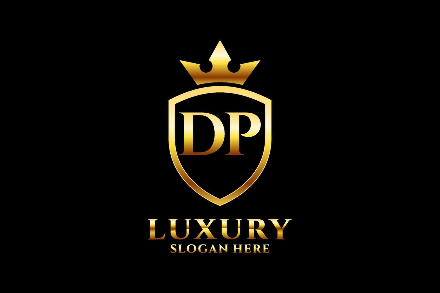 logotipo de monograma de lujo inicial dp elegante o plantilla de placa con pergaminos y corona real - perfecto para proyectos de marca de lujo vector