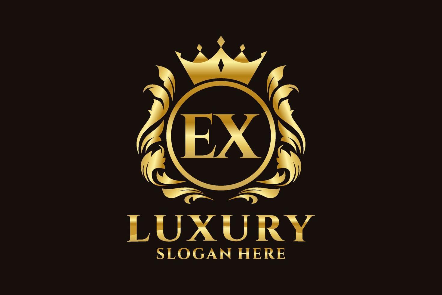 Initial EX Letter Royal Luxury Logo template in vector art for luxurious branding projects and other vector illustration.