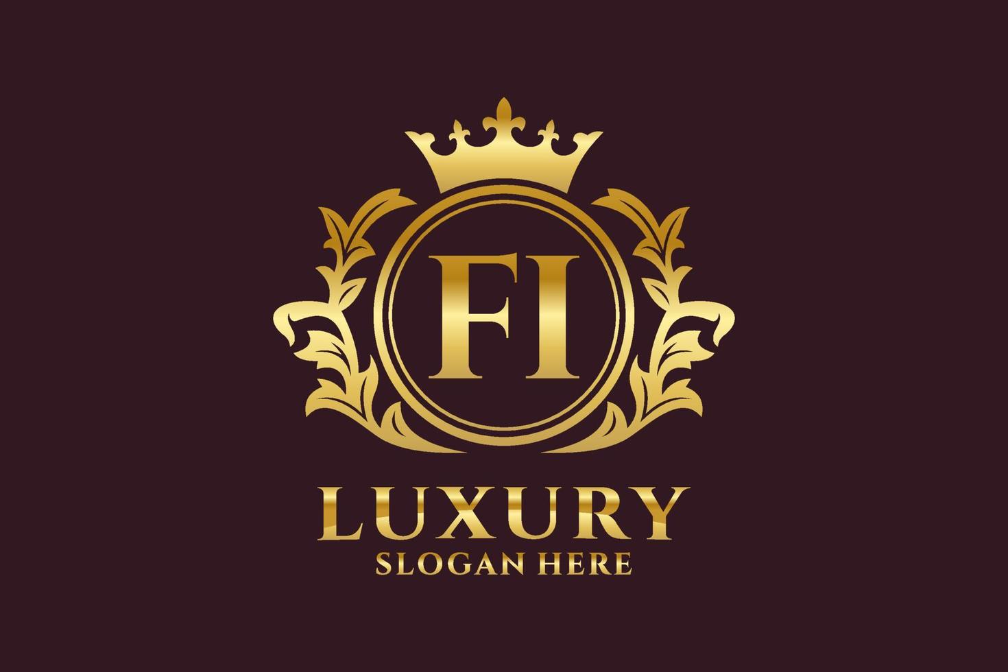 Initial FI Letter Royal Luxury Logo template in vector art for luxurious branding projects and other vector illustration.