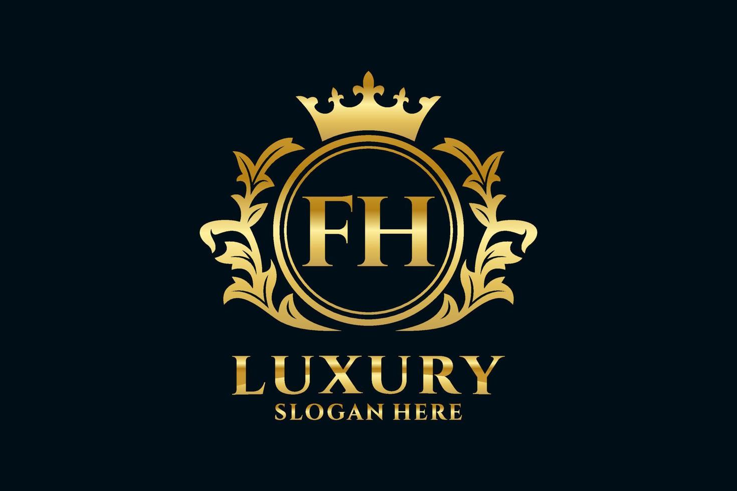Initial FH Letter Royal Luxury Logo template in vector art for luxurious branding projects and other vector illustration.