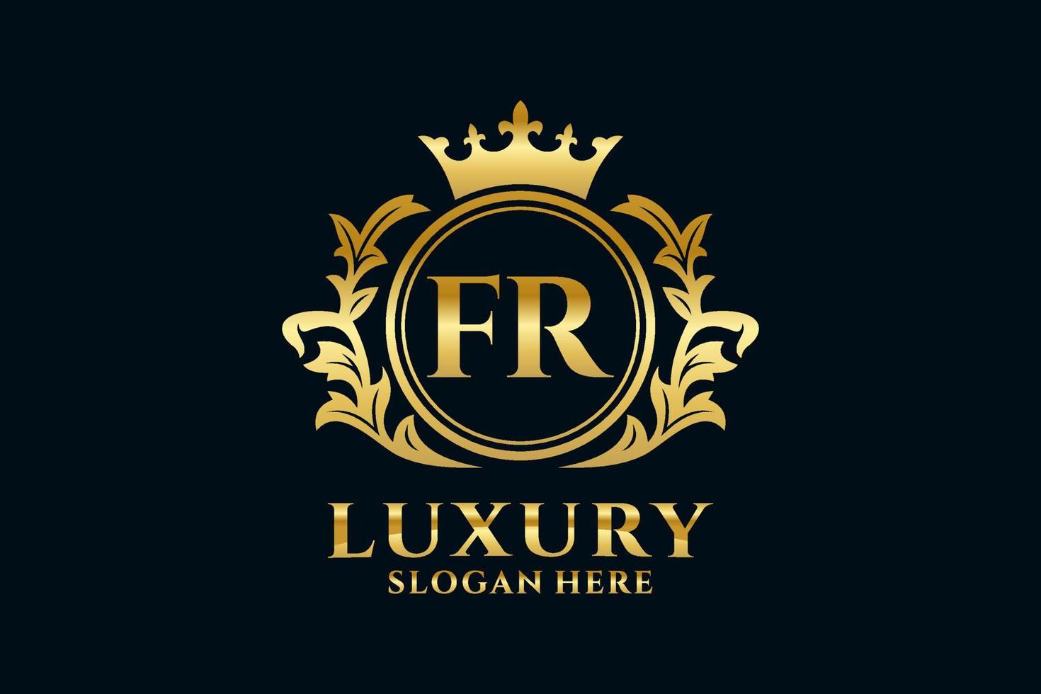 Initial FR Letter Royal Luxury Logo template in vector art for luxurious branding projects and other vector illustration.