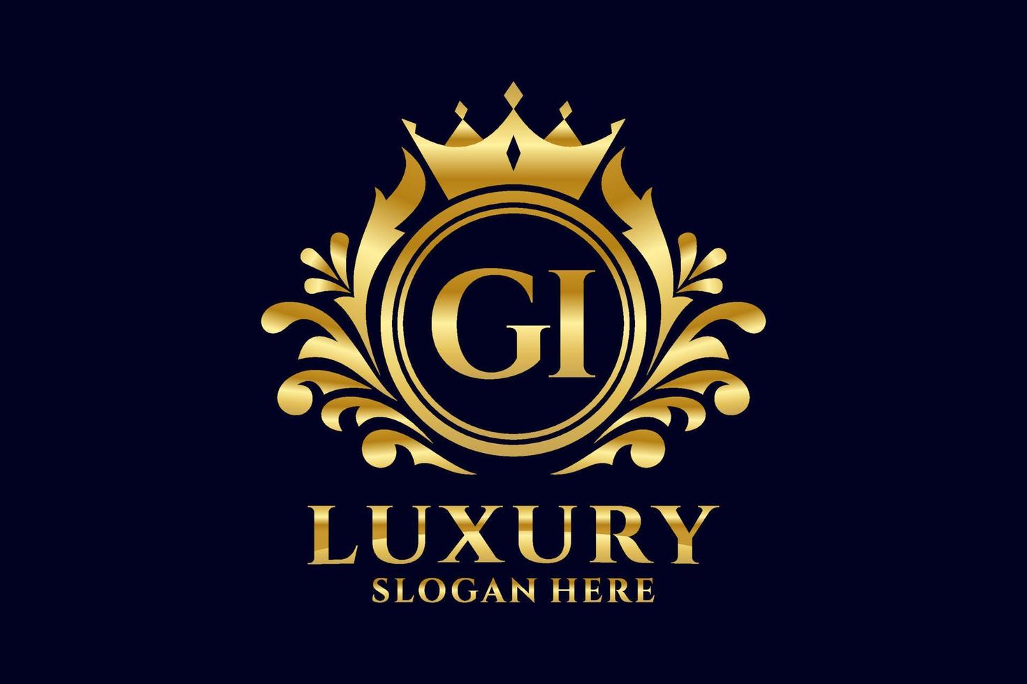 Initial GI Letter Royal Luxury Logo template in vector art for luxurious branding projects and other vector illustration.