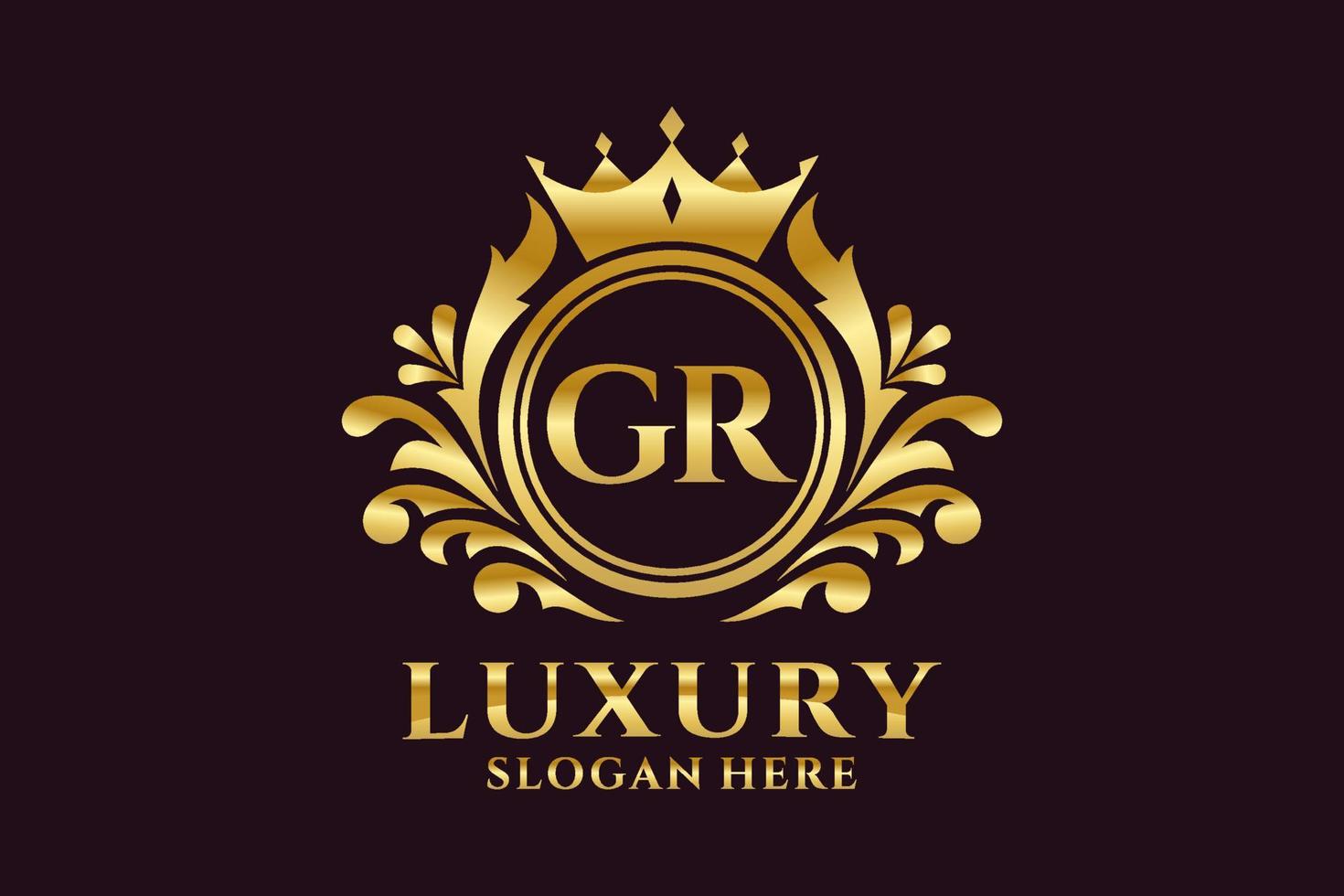 Initial GR Letter Royal Luxury Logo template in vector art for luxurious branding projects and other vector illustration.