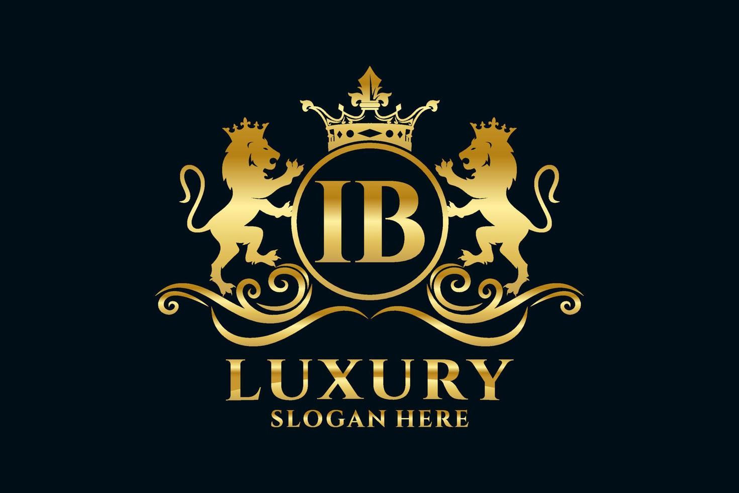 Initial IB Letter Lion Royal Luxury Logo template in vector art for luxurious branding projects and other vector illustration.