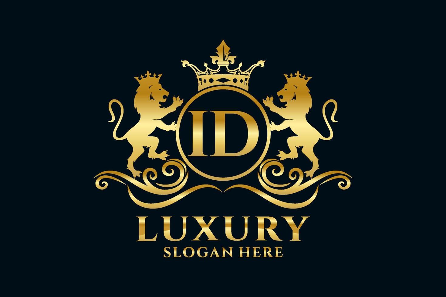 Initial ID Letter Lion Royal Luxury Logo template in vector art for luxurious branding projects and other vector illustration.