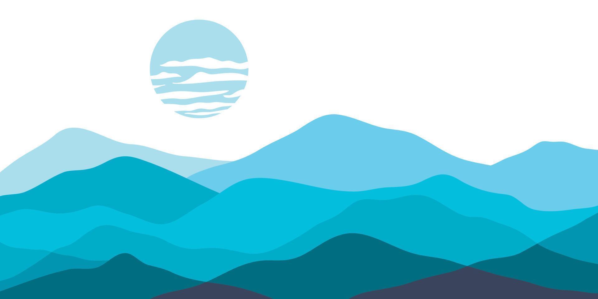 Mountains color, translucent waves, abstract glass shape, modern background, design vector Illustration