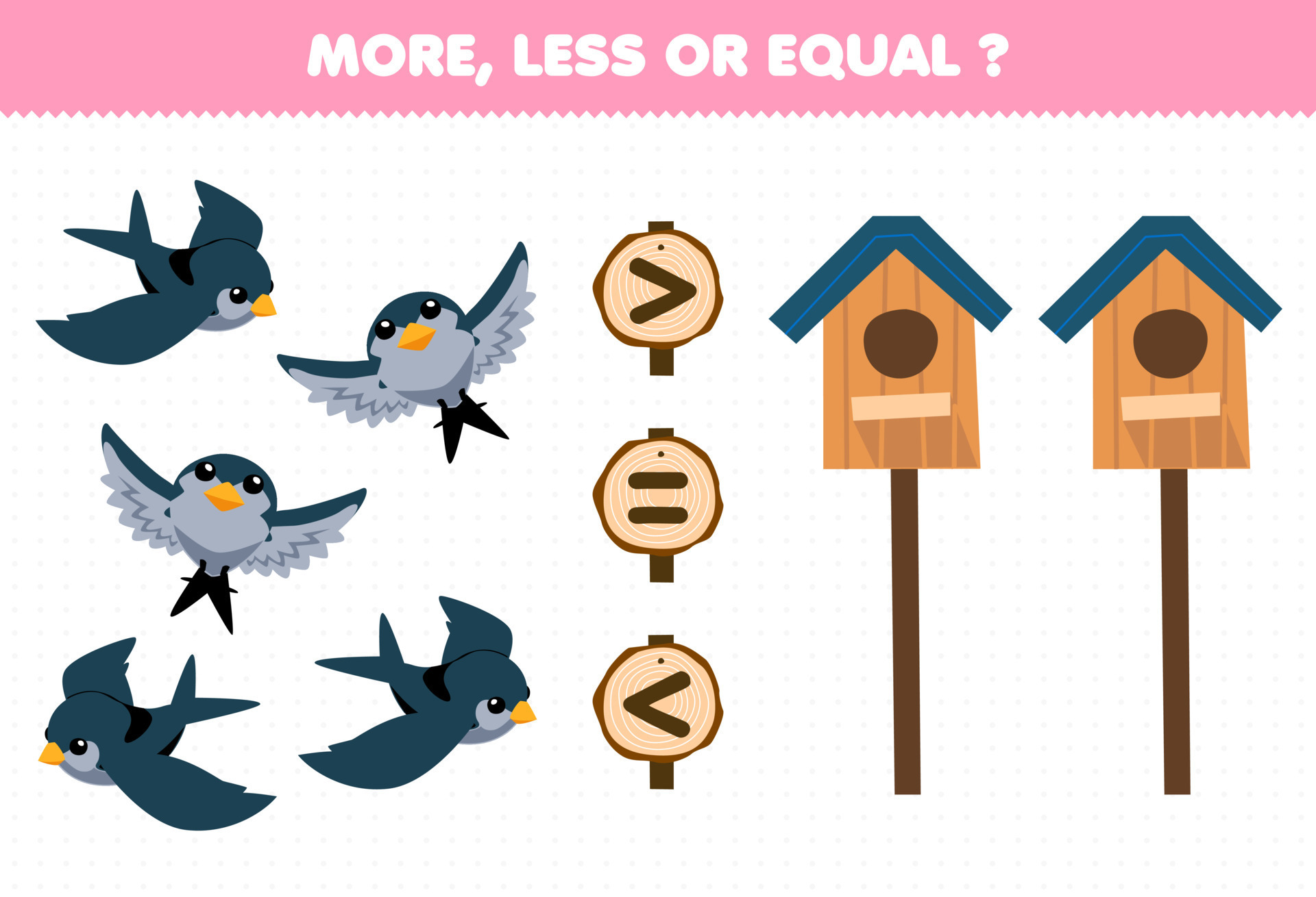 Education game for children more less or equal count the amount of cute