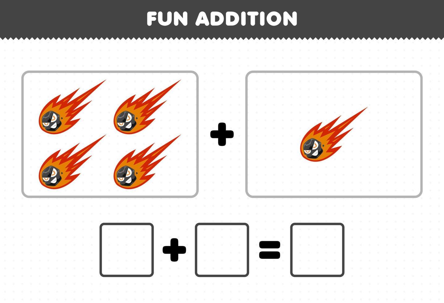 juego educativo para niños diversión adicional contando lindas imágenes de cometas de dibujos animados hoja de trabajo imprimible del sistema solar vector