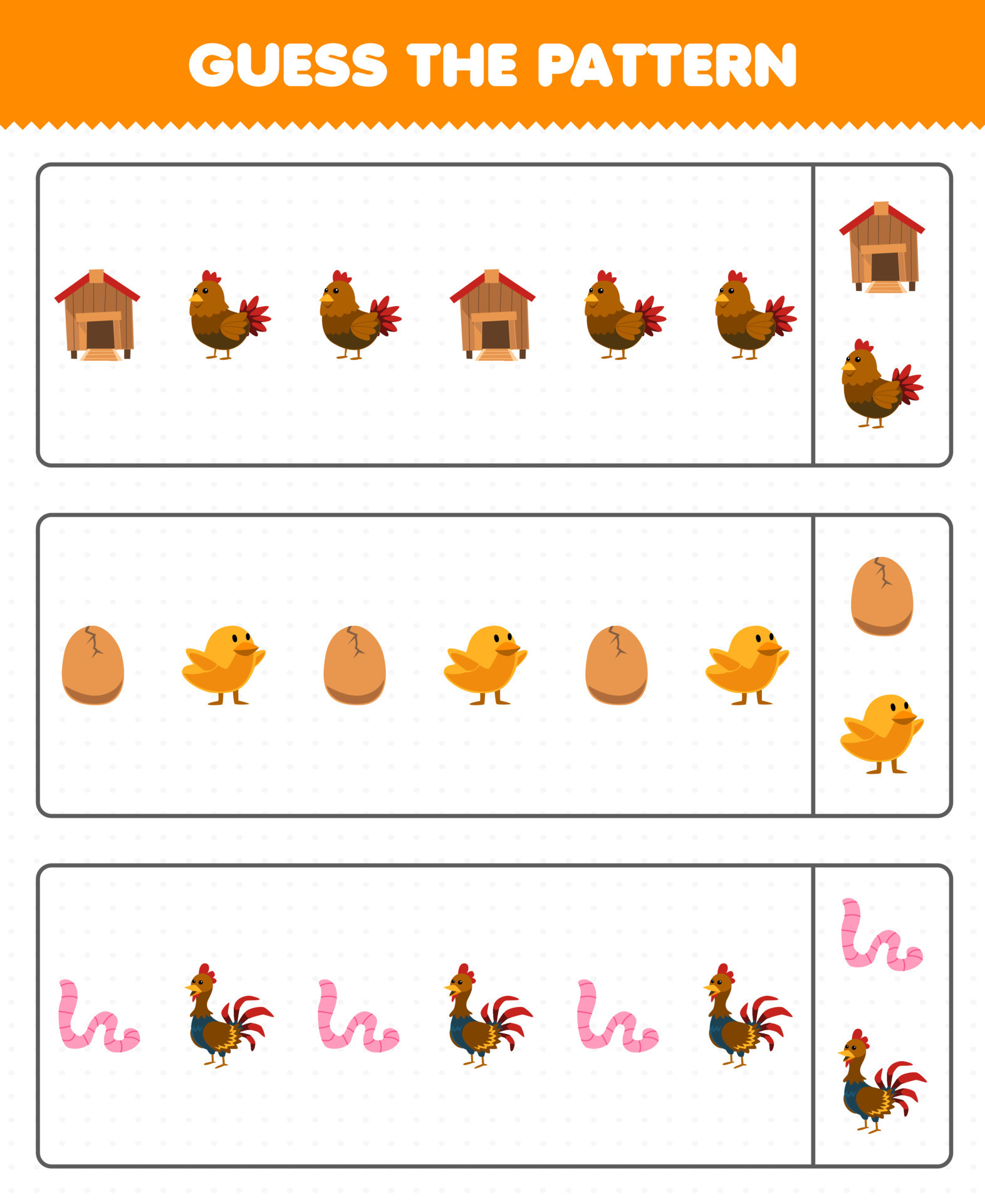 Juego educativo para ni os adivina el patr n de cada fila de dibujos