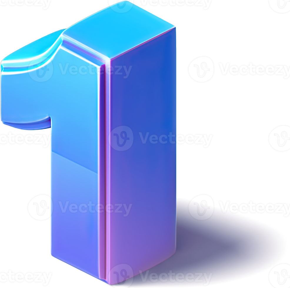 Number 1 One 3D Isometric png