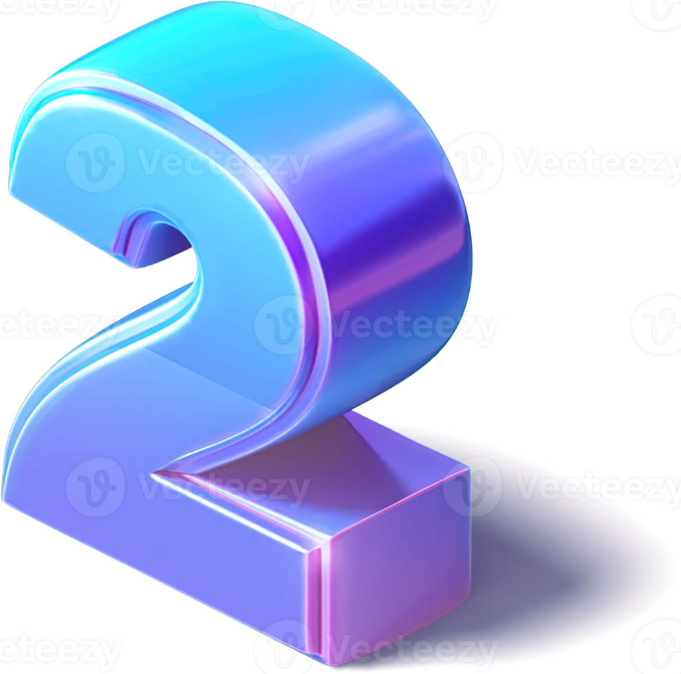 Number 2 Two 3D Isometric png