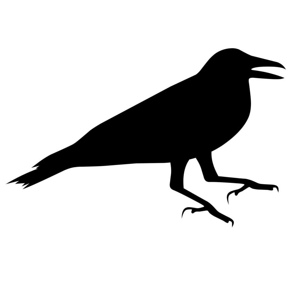 Crow silhouette. Halloween themed. Great for spooky logo posters. Isolated on a white background. Vector illustration